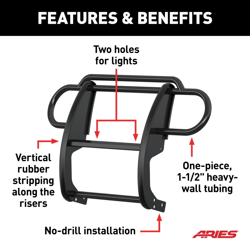 ARIES Black Steel Grille Guard, Select Jeep Wrangler JL Model 1053 - Image 5