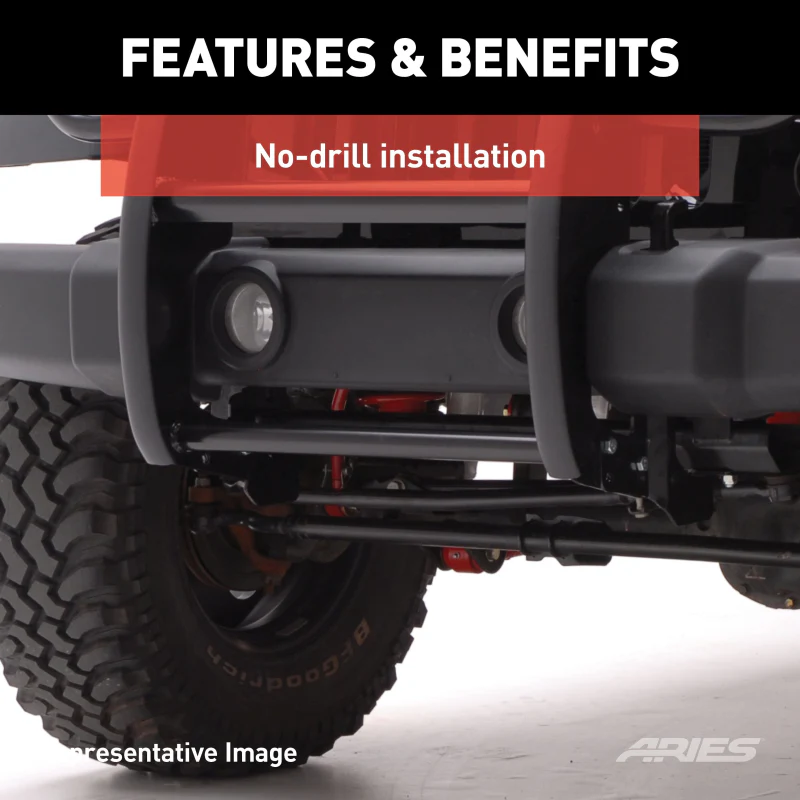 ARIES Black Steel Grille Guard, Select Jeep Wrangler JL Model 1053 - Image 7