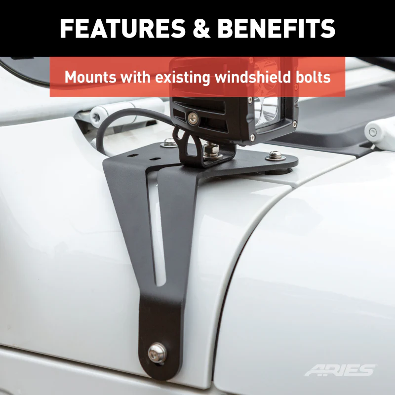 ARIES Jeep JL Windshield Light Brackets Model 1110313 - Image 5