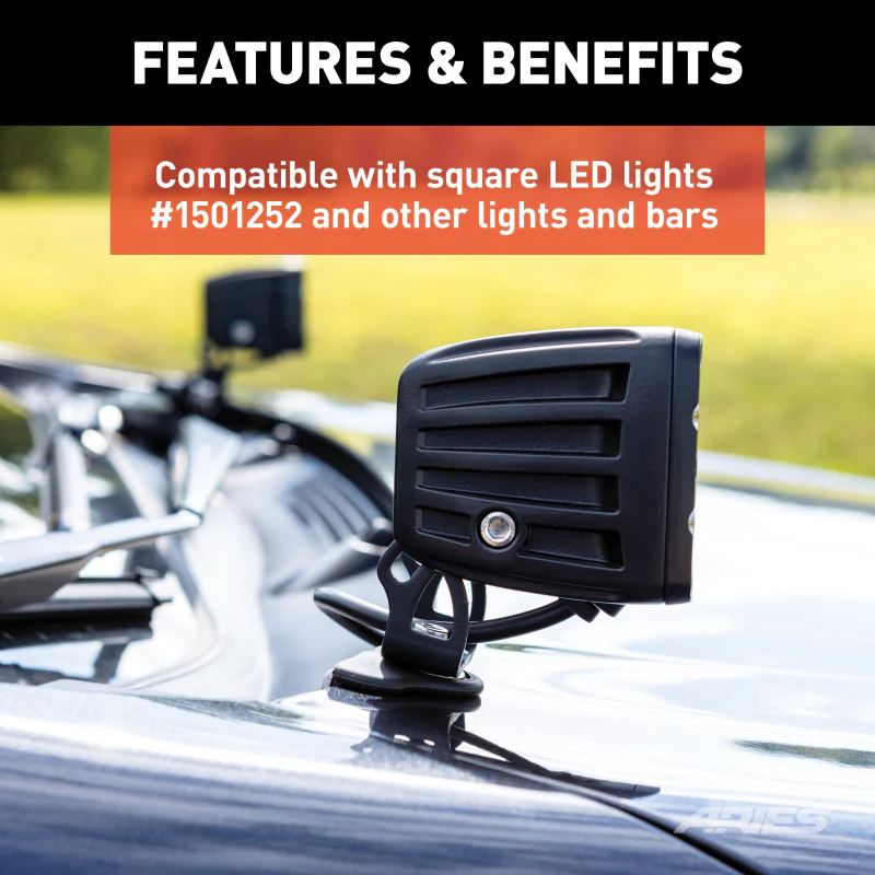 ARIES Universal Clamp-On Hood LED Light Brackets, 2-Pack Model 1110315 - Image 8