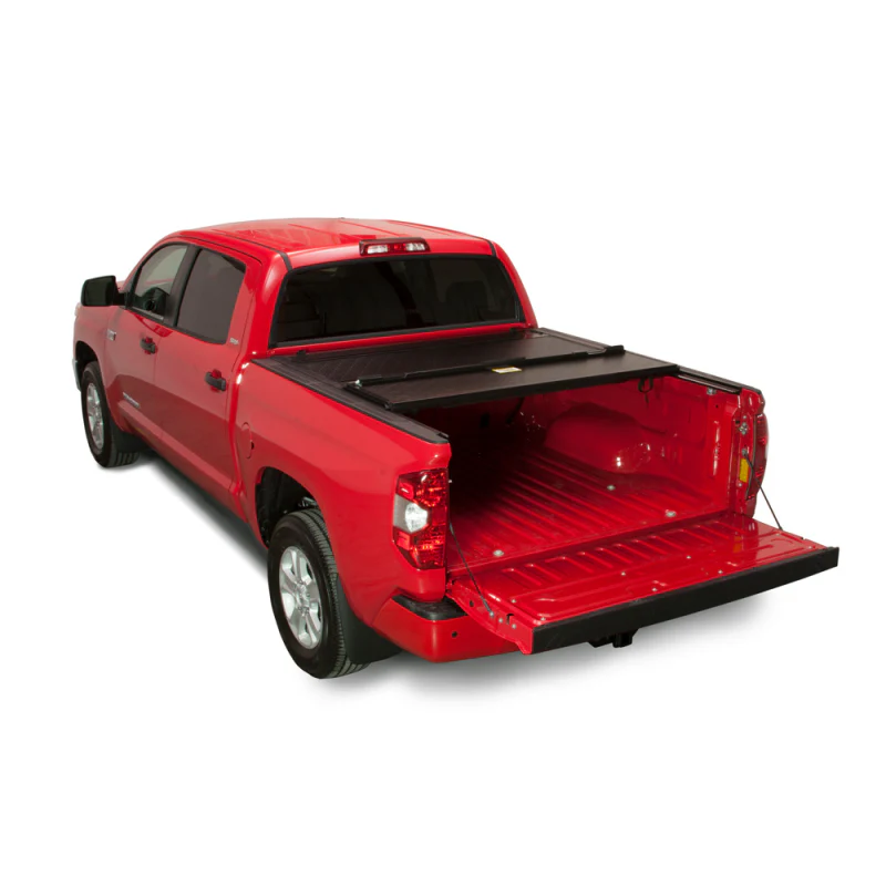 BAK BAKFlip FiberMax Hard Folding Truck Bed Cover - Rail Mounts Near Top of Bed Rail - Rails Can Be Lowered Using Drop Down Brackets - 22-24 Toyota Tundra 6' 7" Bed with or without Deck Rail System w/out Trail Special Edition Storage Boxes Model 1126441 - Image 4