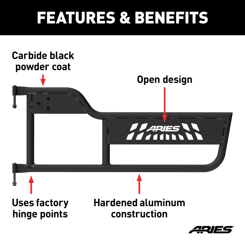 ARIES Jeep Wrangler TJ Aluminum Tube Doors Model 1500100 - Image 3