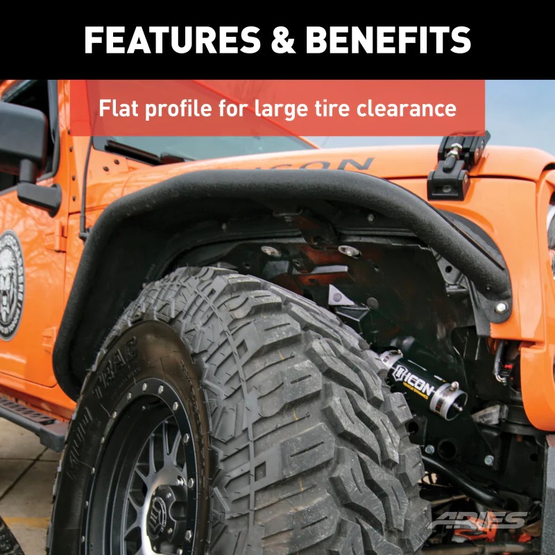 ARIES Jeep Wrangler JK Black Aluminum Front Fender Flares Model 1500201 - Image 4