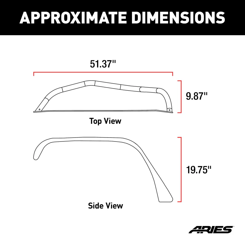 ARIES Jeep Wrangler JK Raw Aluminum Front Fender Flares Model 1500202 - Image 2