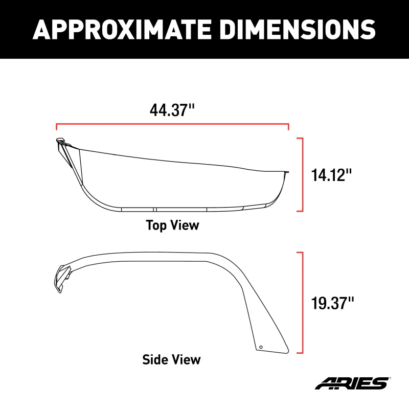 ARIES Jeep Wrangler JL Black Aluminum Front Fender Flares Model 1500203 - Image 2