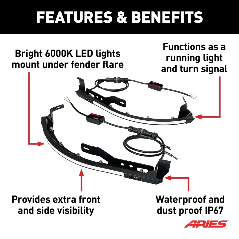ARIES LED Fender Lights for Jeep Wrangler JK Model 1500230 - Image 3