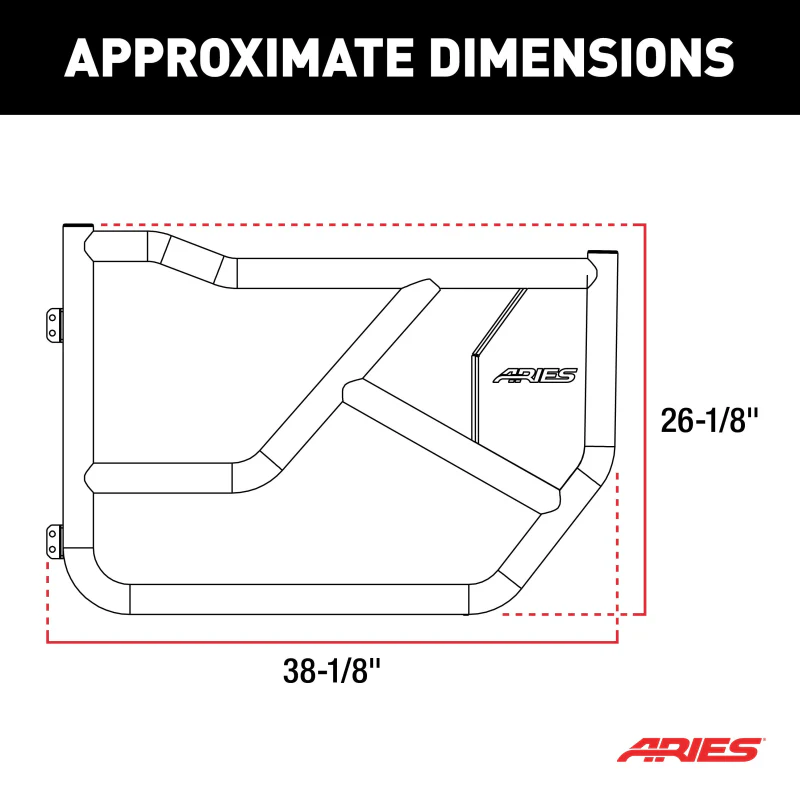 ARIES Front Tube Doors for Ford Bronco 4-Door Model 1500250 - Image 2