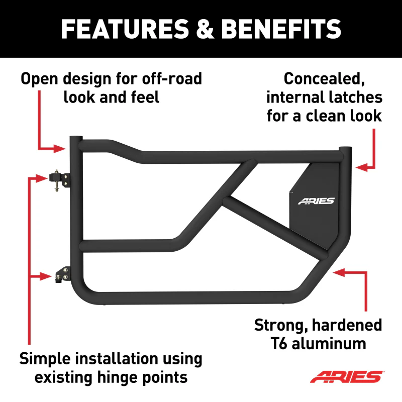 ARIES Front Tube Doors for Ford Bronco 2-Door Model 1500255 - Image 3