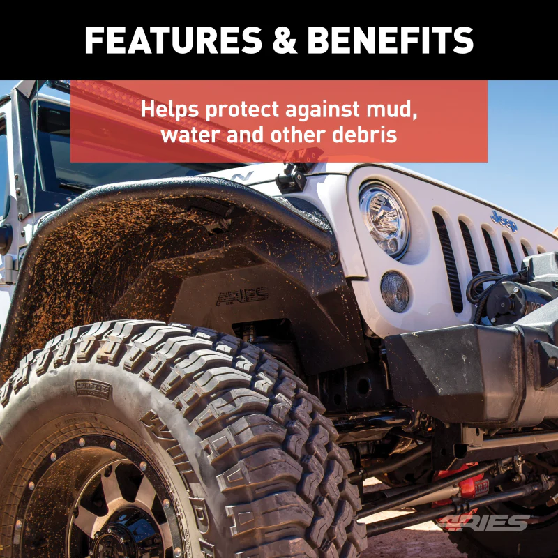 ARIES Jeep Wrangler JK Aluminum Front Inner Fender Liners Model 1500350 - Image 4