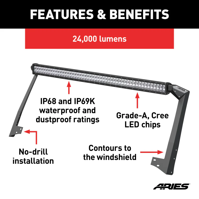 ARIES Jeep JK Roof Light and Brackets Model 1501301 - Image 4