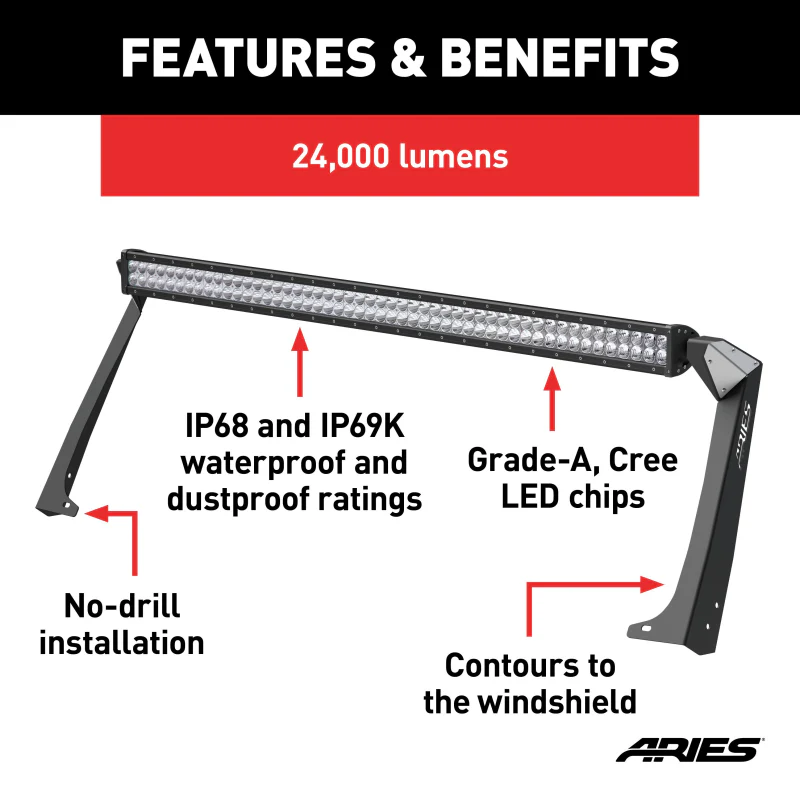 ARIES Jeep TJ Roof Light and Brackets Model 1501303 - Image 4