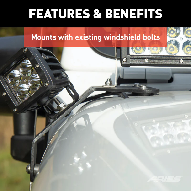ARIES Jeep Wrangler JL, Gladiator Windshield Light Bar and Brackets Model 1501306 - Image 7