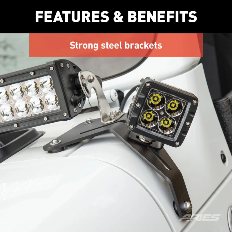 ARIES Jeep Wrangler JL, Gladiator Windshield Light Bar and Brackets Model 1501306 - Image 8