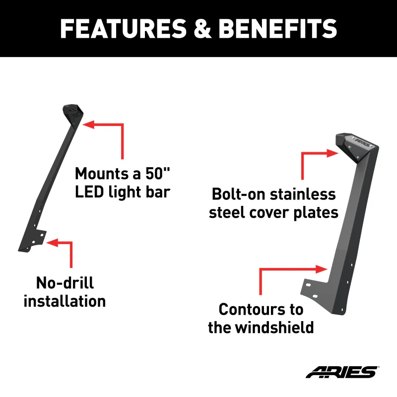 ARIES Jeep JK Roof Light Mounting Brackets Model 15911 - Image 3