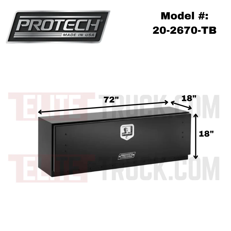ProTech Underbody/Top Mount Box 18X18X72 Drop Smooth Drop Door Style, Matte Black Model 20-2670-TB - Image 2