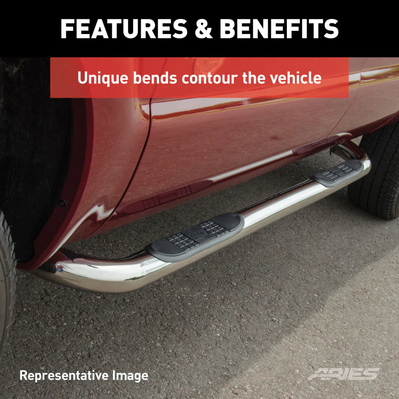 ARIES 3" Round Polished Stainless Step Nerf Bars Model 203015-2 - Image 5