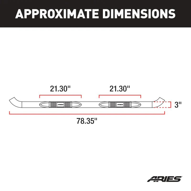 ARIES 3" Round Black Steel Step Nerf Bars Model 203030 - Image 2