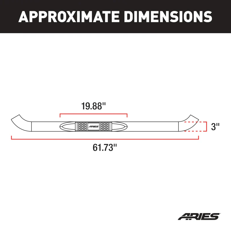ARIES 3" Round Polished Stainless Step Nerf Bars Model 203035-2 - Image 2
