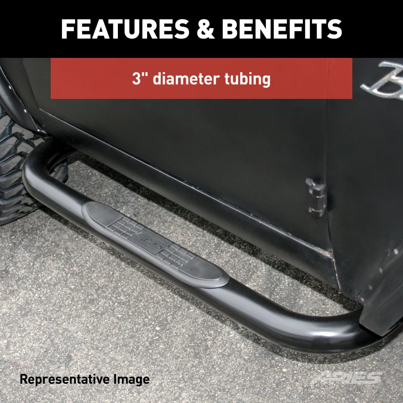 ARIES 3" Round Polished Stainless Step Nerf Bars Model 204048-2 - Image 4