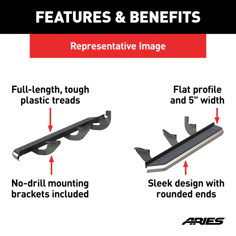 ARIES AeroTread 5" x 70" Polished Stainless Running Boards Model 2051001 - Image 4