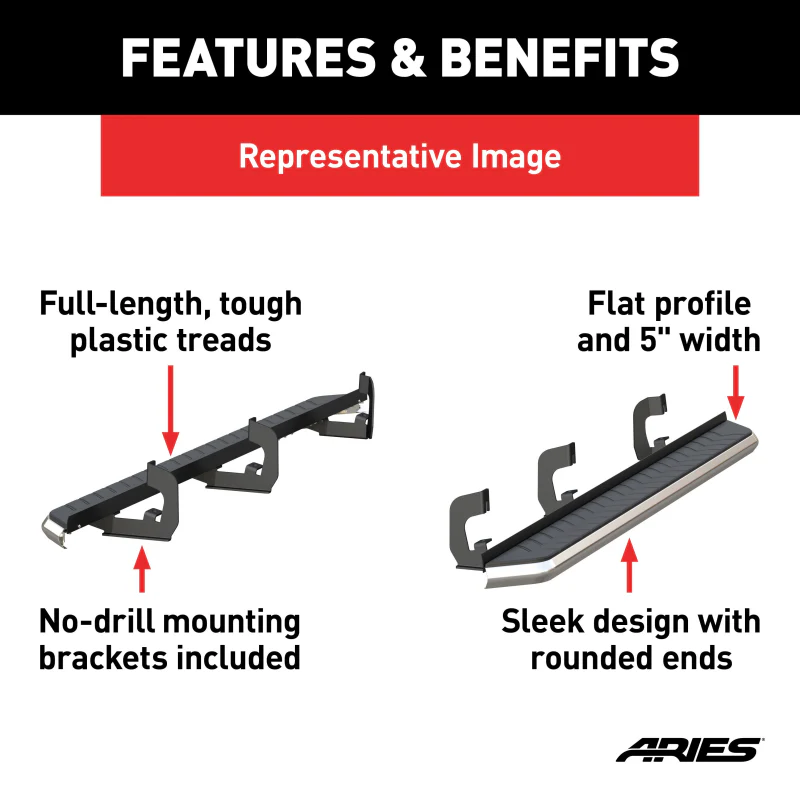 ARIES AeroTread 5" x 76" Polished Stainless Running Boards Model 2051004 - Image 4