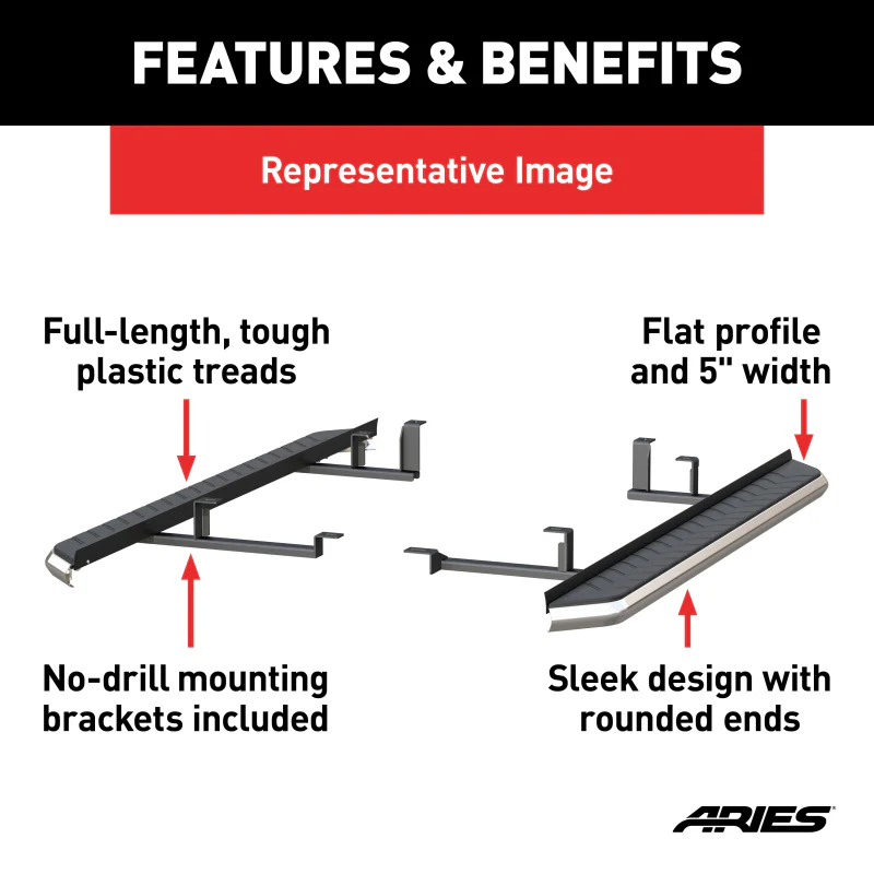 ARIES AeroTread 5" x 67" Polished Stainless Running Boards Model 2051034 - Image 5