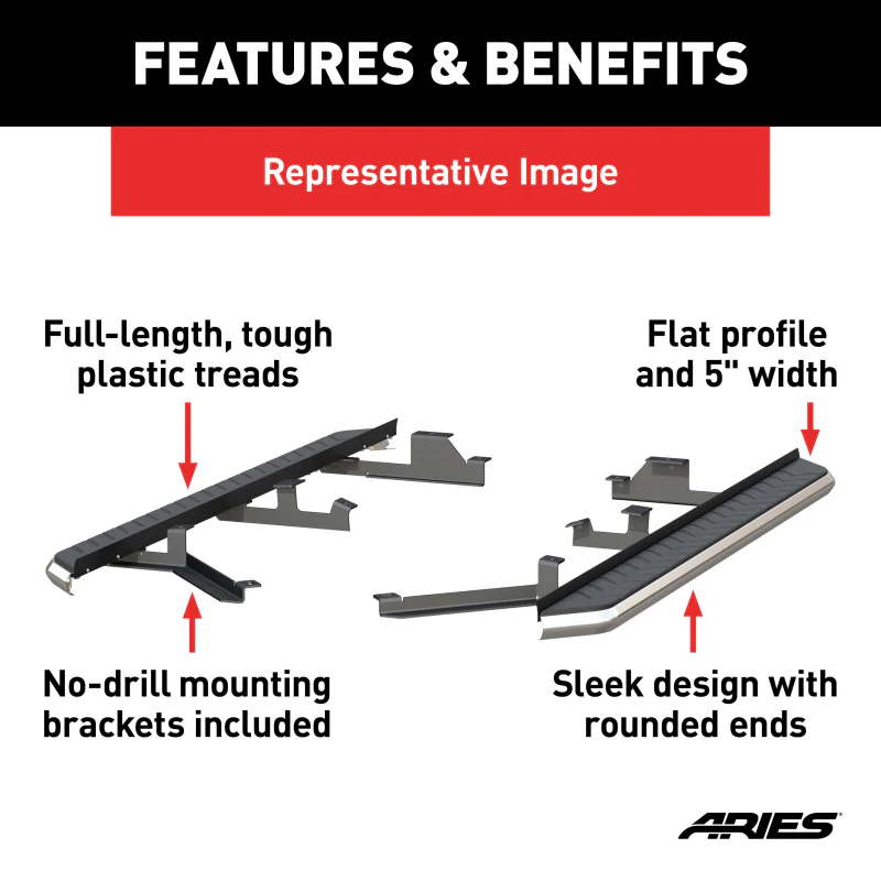 ARIES AeroTread 5" x 73" Polished Stainless Running Boards Model 2051041 - Image 4