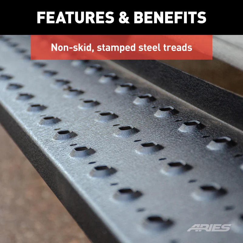 ARIES RidgeStep 6-1/2" x 85" Black Steel Running Boards Model 2055533 - Image 7