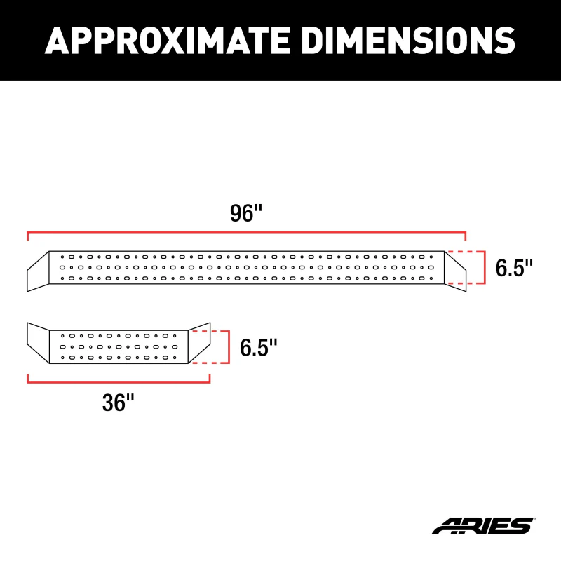 ARIES RidgeStep 6-1/2" x 96", 36" Black Steel Running Boards Model 2055537 - Image 3