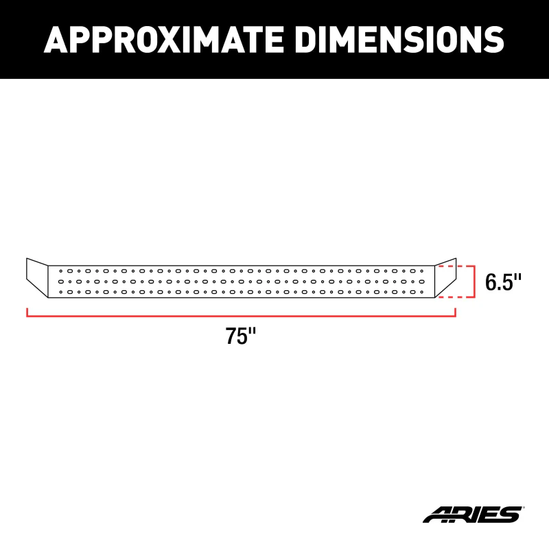ARIES RidgeStep 6-1/2" x 75" Black Steel Running Boards Model 2055550 - Image 3