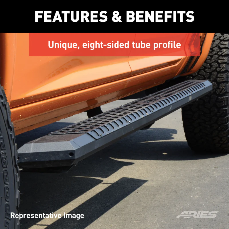 ARIES AdvantEDGE 5-1/2" x 85" Black Aluminum Running Boards (No Brackets) Model 2055985 - Image 4