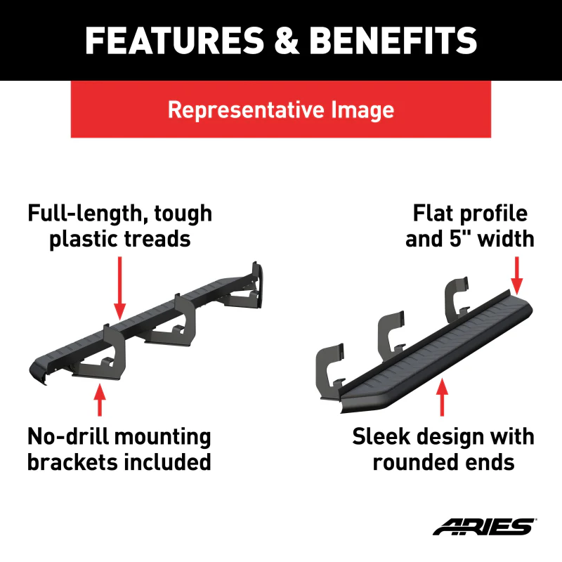 ARIES AeroTread 5" x 76" Black Stainless Running Boards Model 2061004 - Image 4