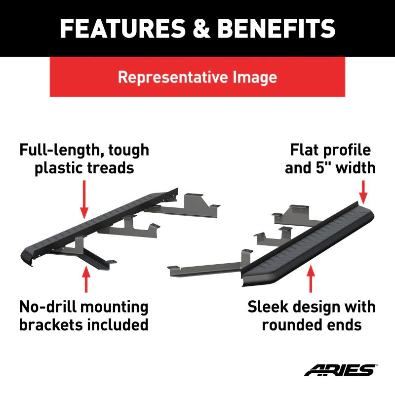 ARIES AeroTread 5" x 73" Black Stainless Running Boards Model 2061041 - Image 4