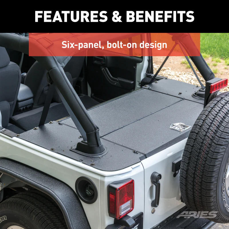 ARIES Black Aluminum Security Cargo Lid, Select Jeep JK Unlimited Model 2070475 - Image 4