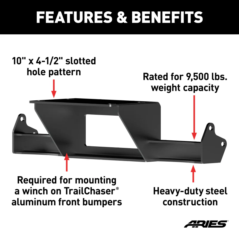ARIES TrailChaser Bumper Jeep JL, Gladiator Winch Reinforcement Bracket Model 2072102 - Image 3