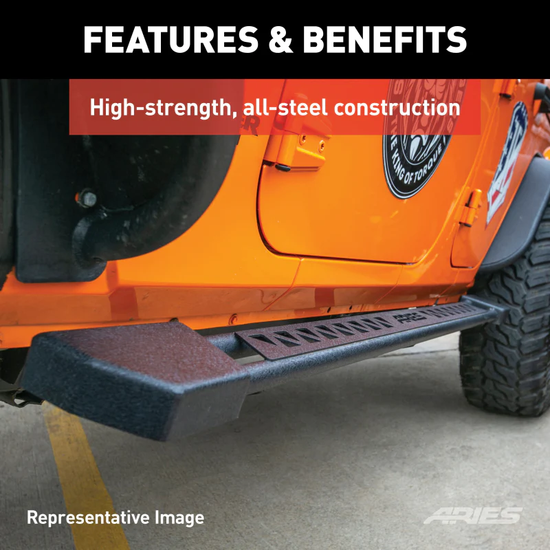 ARIES Rocker Step Running Boards, Select Jeep Wrangler TJ Model 2074102 - Image 6