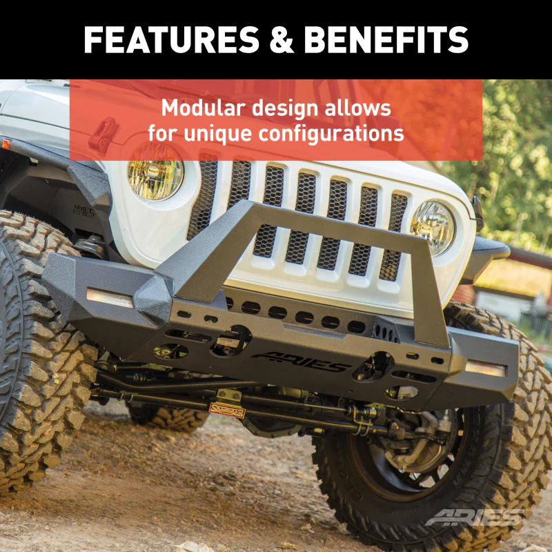 ARIES TrailChaser Jeep Wrangler JL, Gladiator Aluminum Front Bumper Center Section Model 2081004 - Image 4