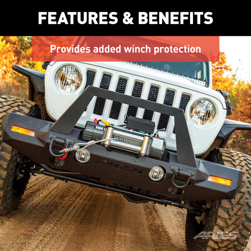 ARIES TrailChaser Jeep Wrangler Aluminum Front Bumper Angular Brush Guard Model 2081101 - Image 5