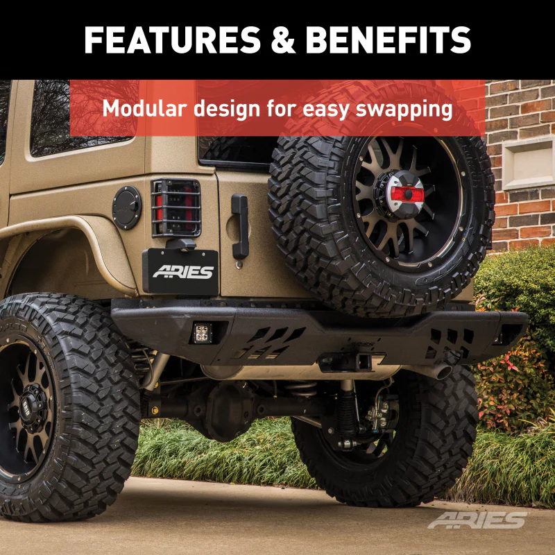 ARIES TrailChaser Jeep Wrangler Aluminum Rear Bumper Corners with LEDs Model 2081223 - Image 4