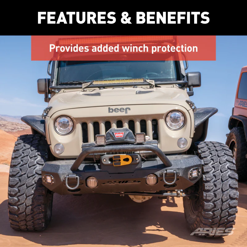 ARIES TrailChaser Jeep Wrangler Aluminum Front Bumper Round Brush Guard Model 2081255 - Image 5