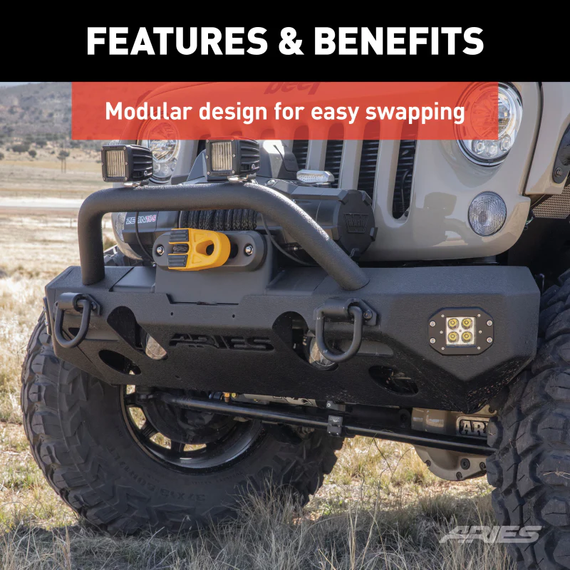 ARIES TrailChaser Jeep Wrangler JK Aluminum Front Bumper (Option 3) Model 2082058 - Image 4
