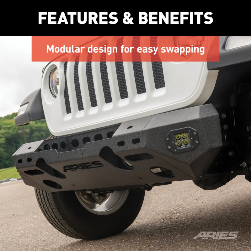 ARIES TrailChaser Jeep Wrangler JL, Gladiator Aluminum Front Bumper (Option 5) Model 2082075 - Image 4