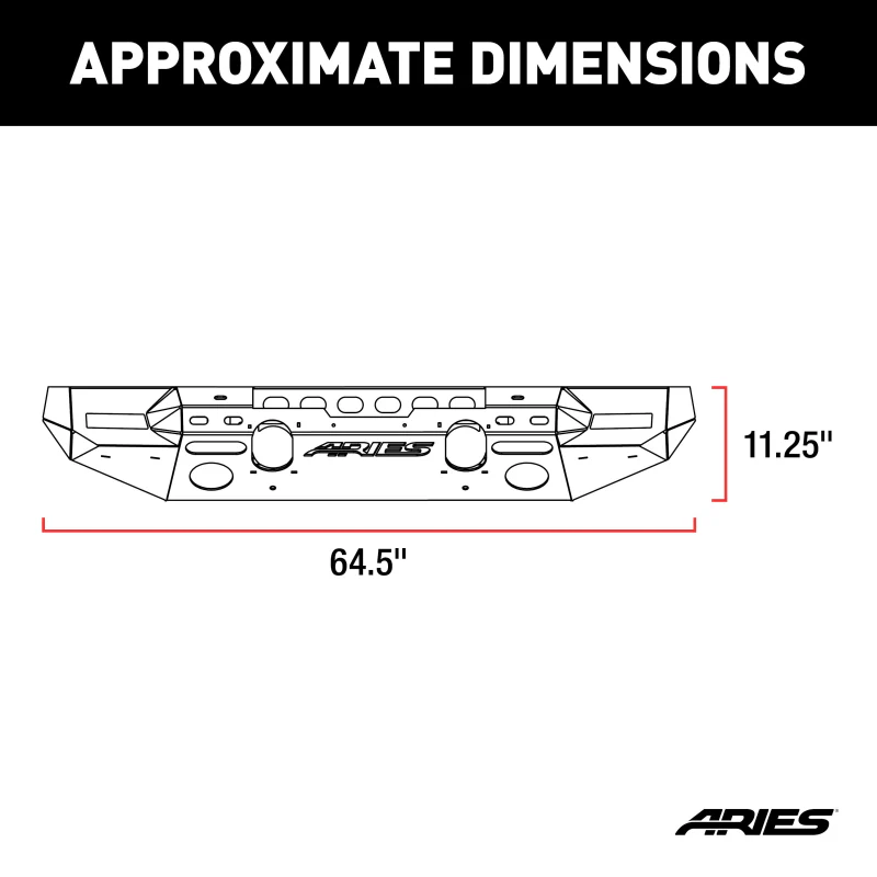ARIES TrailChaser Jeep Wrangler JL, Gladiator Aluminum Front Bumper (Option 7) Model 2082076 - Image 2