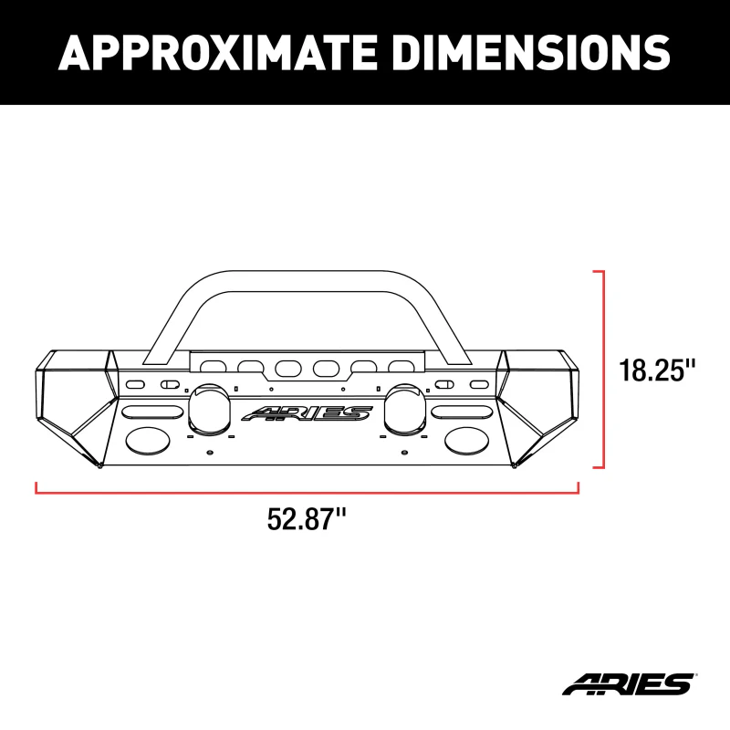 ARIES TrailChaser Jeep Wrangler JL, Gladiator Aluminum Front Bumper (Option 4) Model 2082092 - Image 2