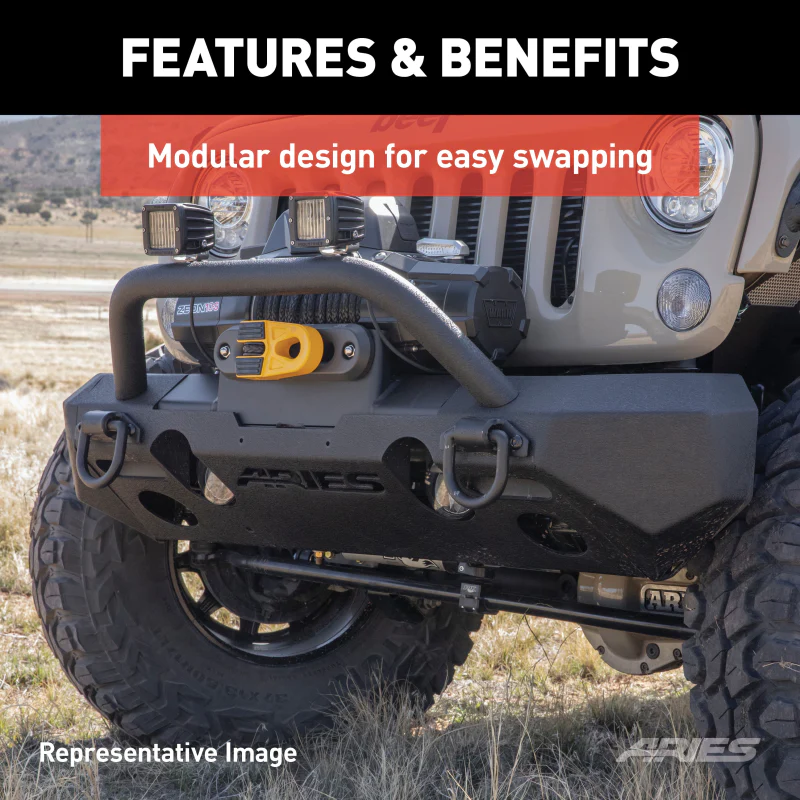 ARIES TrailChaser Jeep Wrangler JL, Gladiator Aluminum Front Bumper (Option 4) Model 2082092 - Image 4