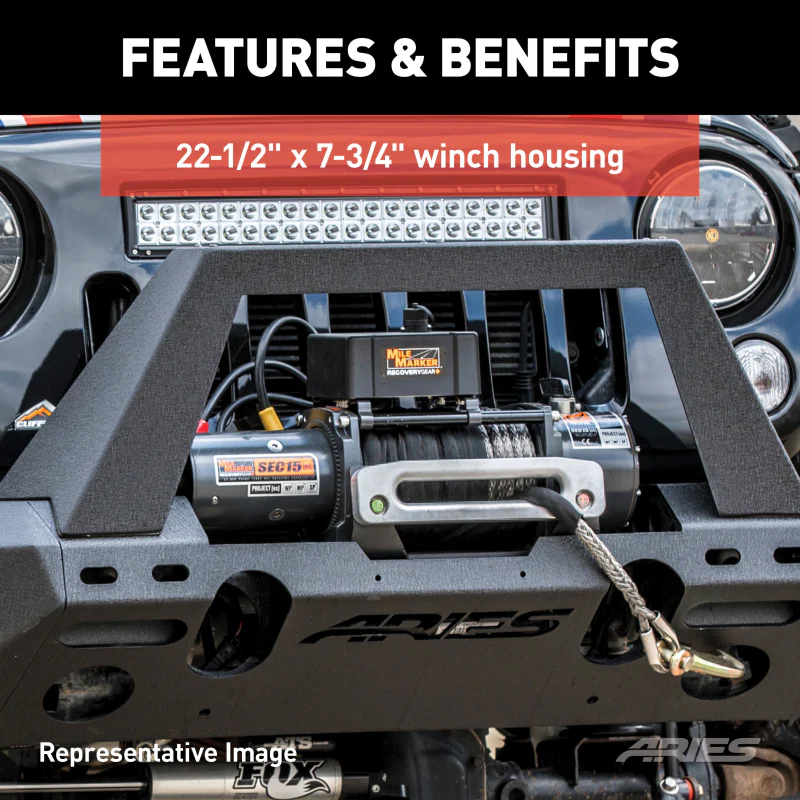 ARIES TrailChaser Jeep Wrangler JL, Gladiator Aluminum Front Bumper (Option 2) Model 2082093 - Image 5