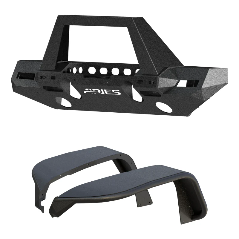 ARIES TrailChaser Jeep Wrangler JL Front Bumper with Fender Flares (Option 9) Model 2082097