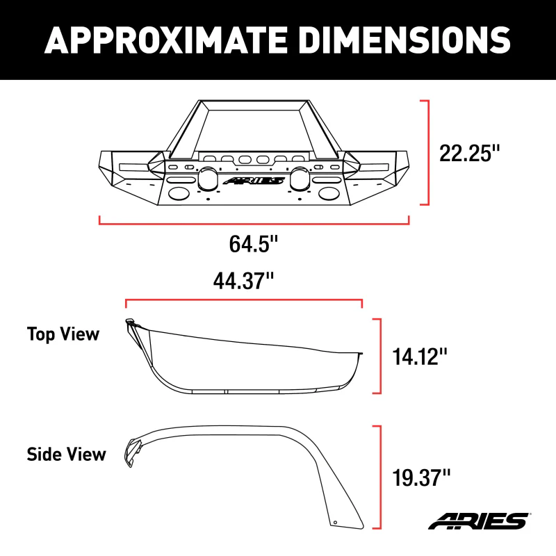 ARIES TrailChaser Jeep Wrangler JL Front Bumper with Fender Flares (Option 9) Model 2082097 - Image 2