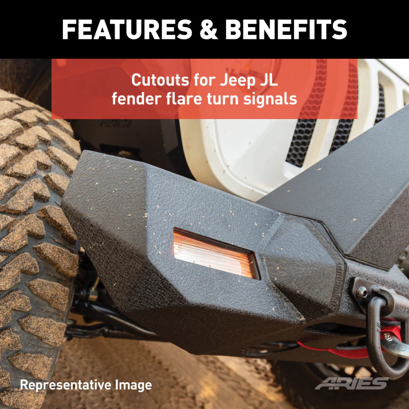 ARIES TrailChaser Jeep Wrangler JL Front Bumper with Fender Flares (Option 9) Model 2082097 - Image 5