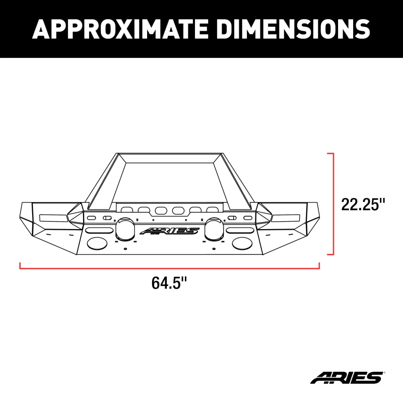 ARIES TrailChaser Jeep Wrangler JL, Gladiator Aluminum Front Bumper (Option 9) Model 2082099 - Image 2